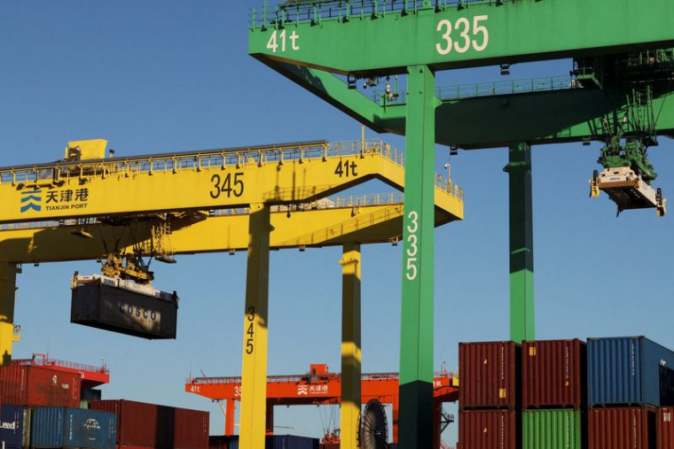 FILE PHOTO: Containers at a port in Tianjin