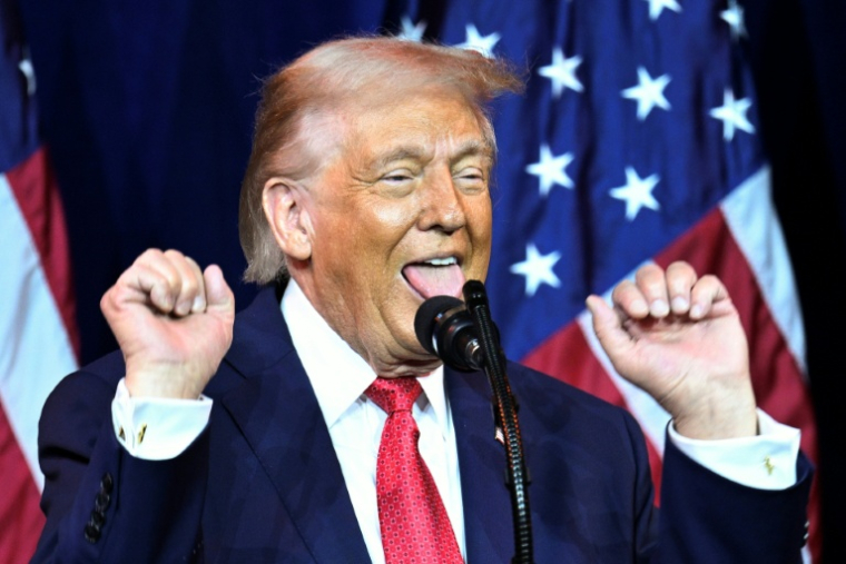 Le président américain Donald Trump pendant un discours face aux élus républicains de la Chambre des représentants, le 6 janvier 2026 à Washington ( AFP / Mandel NGAN )