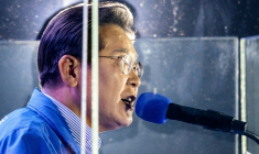 Lee Jae-myung, le candidat à la présidence du Parti démocrate de Corée du Sud, lors de son dernier événement de campagne à Séoul, le 2 juin 2025 ( AFP / Anthony WALLACE )