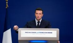 Le président du RN Jordan Bardella s'exprime lors d'une conférence de presse au siège du RN le 19 octobre 2026 à Paris ( AFP / Dimitar DILKOFF )
