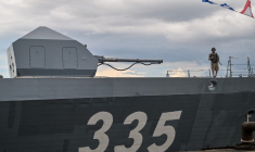 Une corvette russe, en novembre 2024 (photo d'illustration) ( AFP PHOTO / JUNI KRISWANTO )
