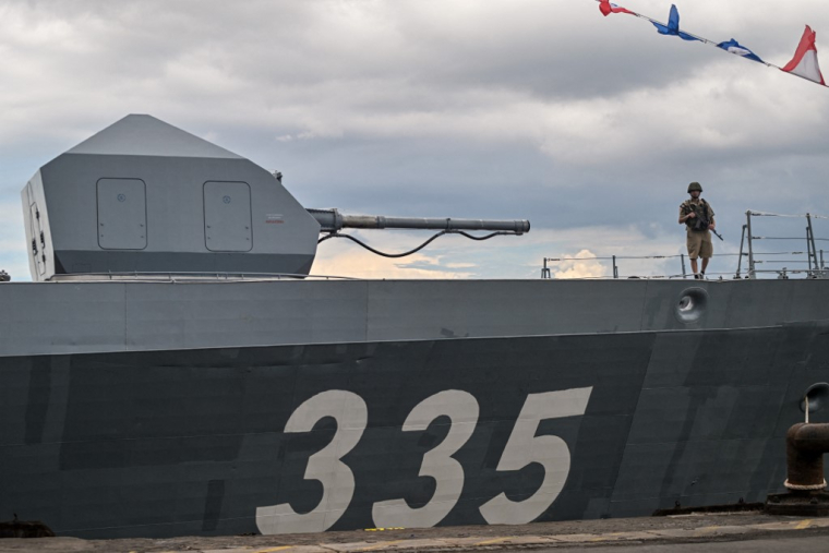 Une corvette russe, en novembre 2024 (photo d'illustration) ( AFP PHOTO / JUNI KRISWANTO )