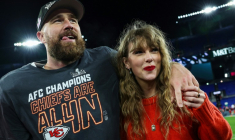 Travis Kelce et Taylor Swift au M&T Bank Stadium à Baltimore dans l'Etat américain du Maryland le 28 janvier 2024 ( GETTY IMAGES NORTH AMERICA / Patrick Smith )