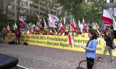 Manifestation contre le gouvernement iranien devant le siège de l'ONU à New York