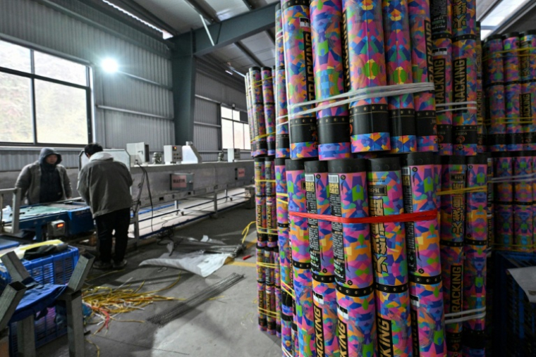 Des employés dans une usine de feux d'artifice à Liuyang, dans la province du Hunan, le 21 janvier 2026 en Chine ( AFP / Adek BERRY )