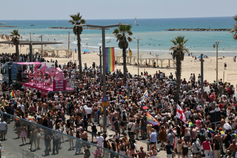 Le défilé des fiertés à Tel Aviv, le 12 juin 2026 ( AFP / Jack GUEZ )