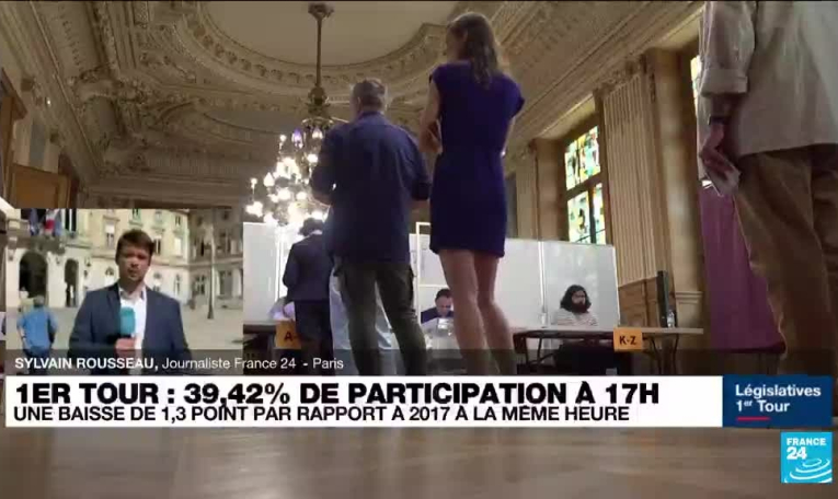 Législatives : 39,42% de participation à 17H00 au 1er tour, en baisse de 1,3 point par rapport à 2017