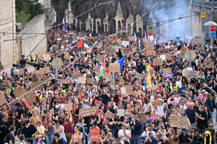 Manifestation contre la vie chère à Montpellier, le 17 octobre 2026 ( AFP / Sylvain THOMAS )