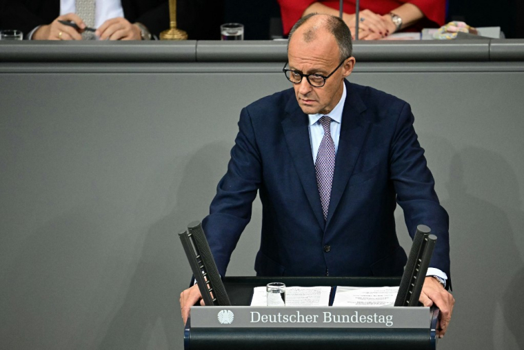 Friedrich Merz, à Berlin, le 16 octobre 2025 ( AFP / TOBIAS SCHWARZ )