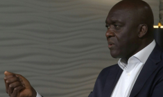Makhtar Diop, dirigeant de la Société financière internationale (SFI), bras privé de la Banque mondiale à Washington, le 3 juillet 2025 ( AFP / Anne LEBRETON )