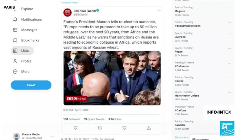 60 millions de réfugiés à venir en Europe? Quand un faux tweet cible Emmanuel Macron
