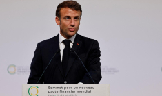 Emmanuel Macron, au palais Brongniart, le 22 juin 2023 ( POOL / LUDOVIC MARIN )