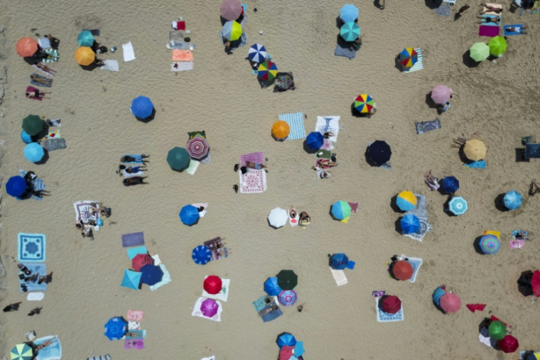 La plage de Costa da Caparica à Almada, près de Lisbonne, le 29 juin 2025 ( AFP / CARLOS COSTA )