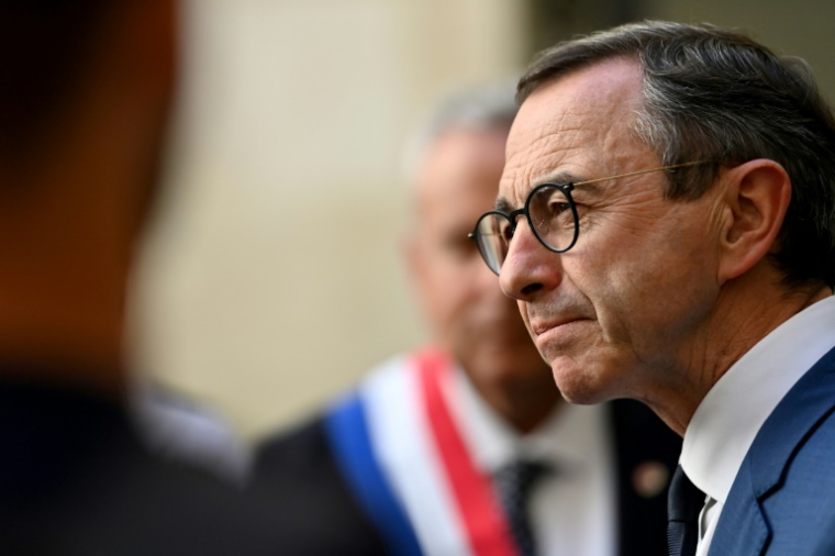 Le ministre de l'Intérieur Bruno Retailleau, le 16 mai 2025, à Nîmes, dans le Gard ( AFP / Sylvain THOMAS )