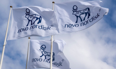 Des drapeaux aux couleurs de Novo Nordisk. (Crédits: Novo Nordisk)