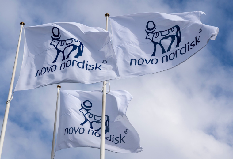 Des drapeaux aux couleurs de Novo Nordisk. (Crédits: Novo Nordisk)