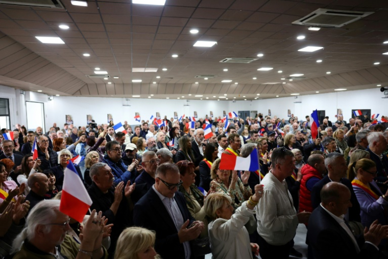 Rassemblement de soutien à Marine Le Pen, présidente du groupe parlementaire du Rassemblement national (RN), le 5 avril 2025 à Marseille ( AFP / Clement MAHOUDEAU )