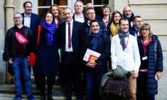 Les réprésentants des syndicats français lors d'une réunion sur la réforme de retraites à Matignon