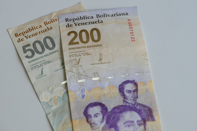Photo des nouveaux billets de 500 et 200 bolivars prise à Caracas le 3 septembre 2024 ( AFP / Federico PARRA )