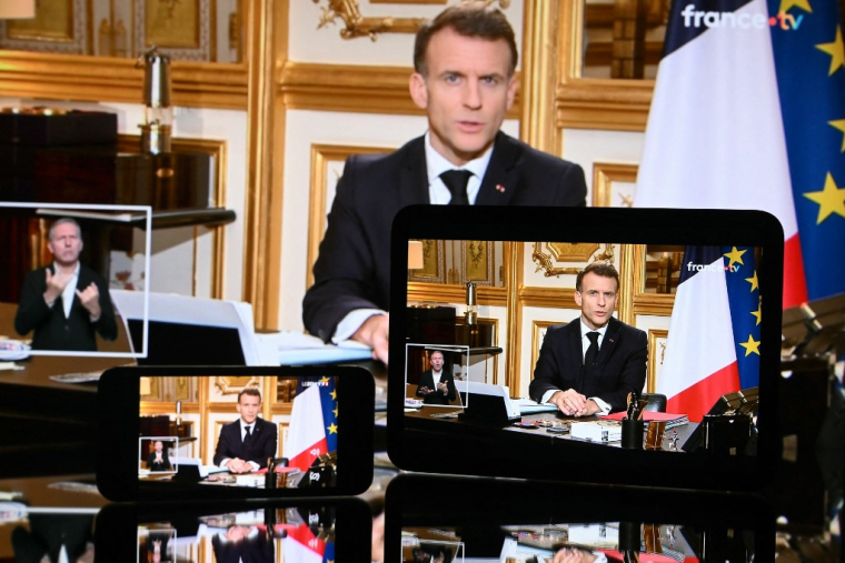 Emmanuel Macron à Mulhouse, le 3 mars 2026. ( AFP / SEBASTIEN BOZON )