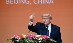 Donald Trump à Pékin, en Chine, le 14 mai 2026. ( AFP / BRENDAN SMIALOWSKI )
