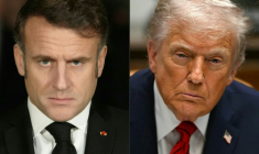 Montage photos du 18 janvier 2026 montrant le président français Emmanuel Macron (g) et le président américain Donald Trump ( POOL / Thibault Camus )