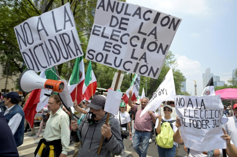 Manifestation contre les premières élections au monde des juges, le 1er juin 2025 au Mexique ( AFP / Alfredo ESTRELLA )