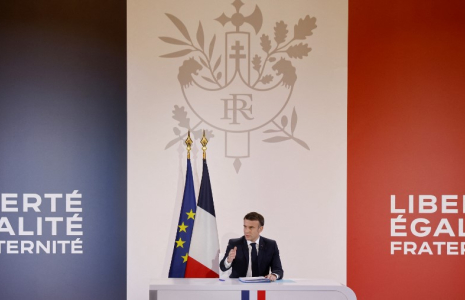 Emmanuel Macron à Paris, le 16 janvier 2024. ( AFP / LUDOVIC MARIN )