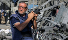 Le photographe de l'AFP Mohammed Abed à Rafah (Gaza) le 31 octobre 2023 ( AFP / SAID KHATIB )