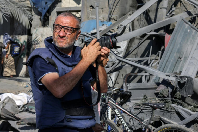 Le photographe de l'AFP Mohammed Abed à Rafah (Gaza) le 31 octobre 2023 ( AFP / SAID KHATIB )