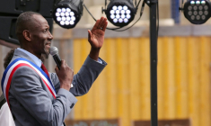 Bally Bagayoko, maire de Saint-Denis, lors d'un rassemblement contre le racisme, Saint-Denis, le 4 avril 2026 ( AFP / Thomas SAMSON )