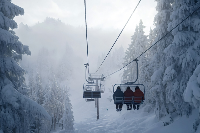 Le mal de ski est une variante de la «cinétose», un mot savant désignant aussi bien le mal de mer que le mal des transports. (crédit : Adobe Stock / photo générée par IA)