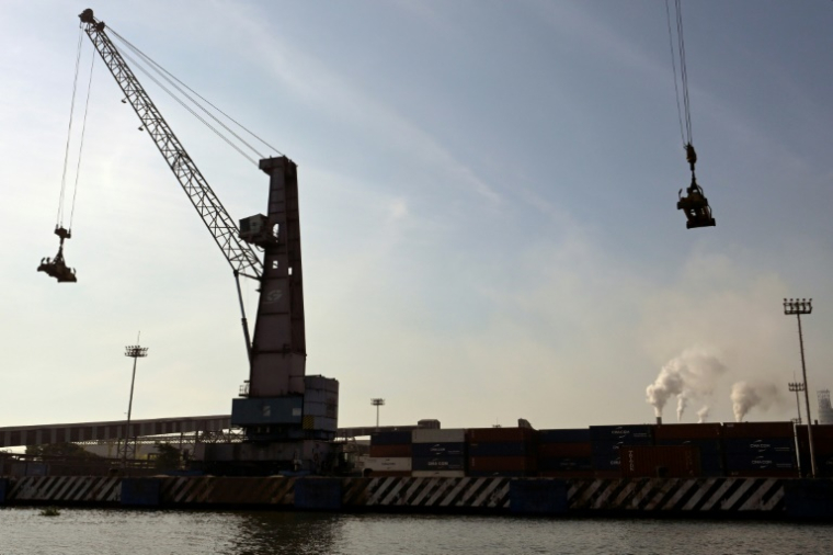 Une grue dans le port de marchandises de Lazaro Cardenas, dans l'Etat du Michoacan, dans l'ouest du Mexique, le 25 avril 2025 ( AFP / Alfredo ESTRELLA )