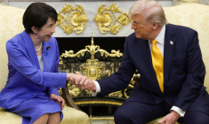 La Première ministre japonaise Sanae Takaichi et Donald Trump, à Washington DC, le 19 mars 2026 ( GETTY IMAGES NORTH AMERICA / ALEX WONG )