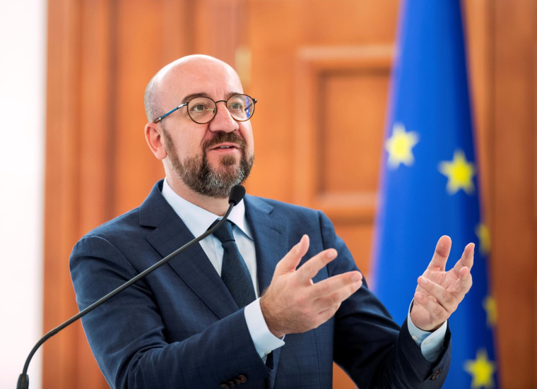 Le président du Conseil européen, Charles Michel à Chisinau (Moldavie), le 4 mai 2022. ( AFP / BOGDAN TUDOR )