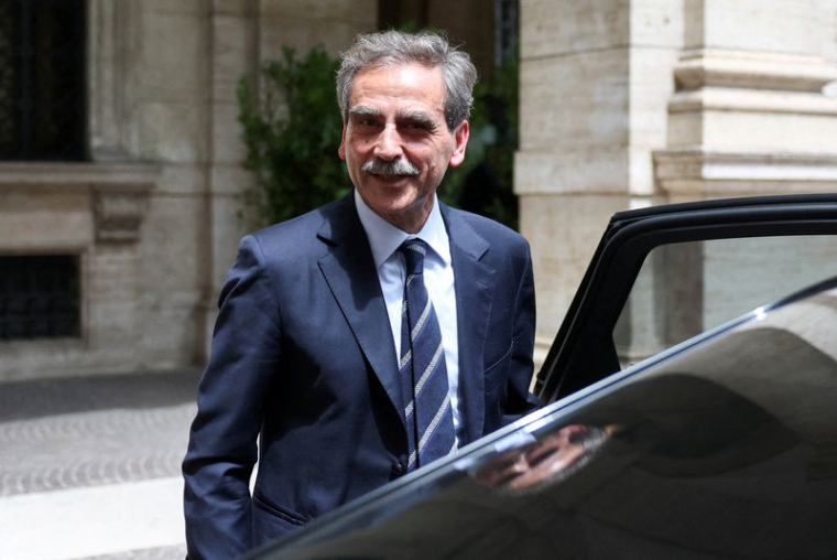Luigi Lovaglio, PDG de la Banca Monte dei Paschi di Siena, à l'issue de l'assemblée générale annuelle de la Banque d'Italie à Rome