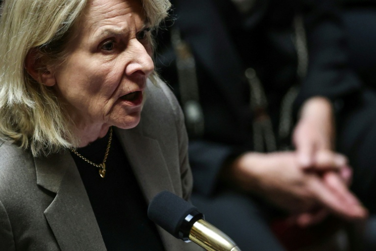 La ministre de la Culture Catherine Pégard à l'Assemblée nationale le 19 mai 2026 ( AFP / Anne-Christine POUJOULAT )