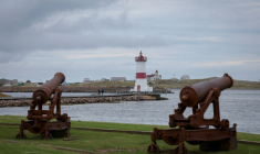 Vue du phare de la Pointe aux Canons, sur l'île française de Saint-Pierre, chef-lieu de l'archipel de Saint-Pierre-et-Miquelon, le 18 septembre 2026   ( AFP / Ludovic MARIN )