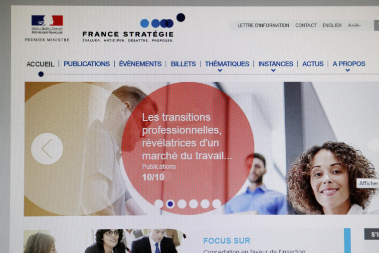 Capture d'écran du site Internet de France Stratégie. ( AFP / FRANCOIS GUILLOT )