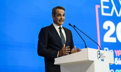 Le Premier ministre grec Kyriakos Mitsotakis en Thessalonique, dans le nord de la Grèce, le 7 septembre 2024. ( AFP / SAKIS MITROLIDIS )
