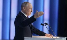 Le Président russe Vladimir Poutine lors de son discours annuel devant l'Assemblée fédérale à Moscou