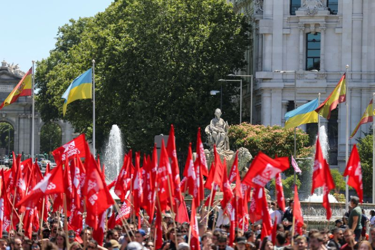 MANIFESTATIONS À MADRID CONTRE LE SOMMET DE L'OTAN DE MARDI ET MERCREDI