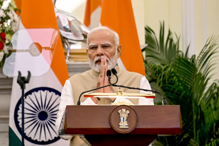 Le Premier ministre indien Narendra Modi à New Delhi le 7 octobre 2024. ( AFP / MONEY SHARMA )