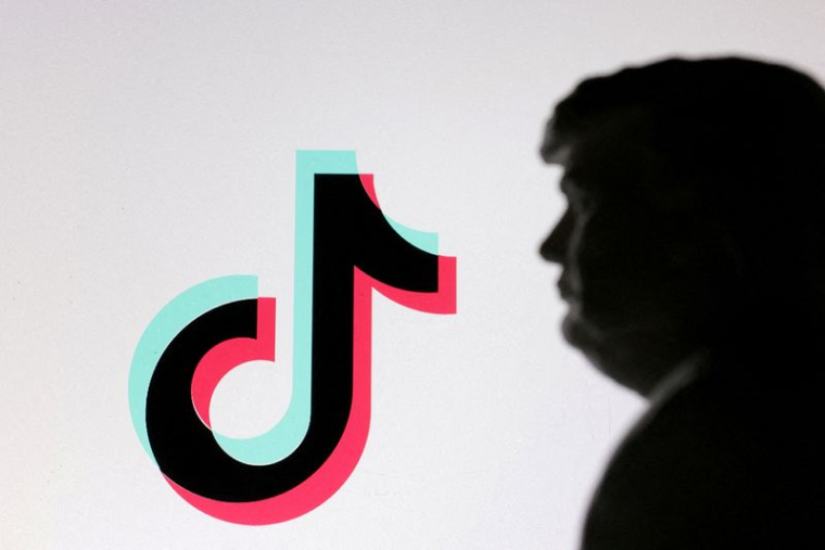 Illustration du président élu des États-Unis Donald Trump et le logo de TikTok