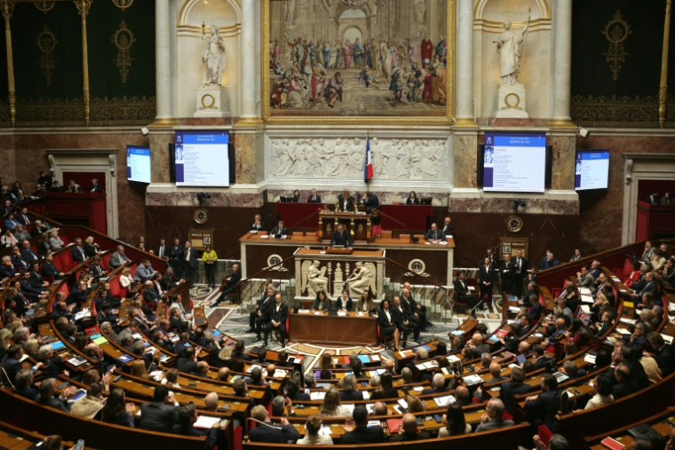 Le Premier ministre Sébastien Lecornu s'adresse aux députés à l'Assemblée nationale, le 14 octobre 2025 à Paris ( AFP / Thomas SAMSON )