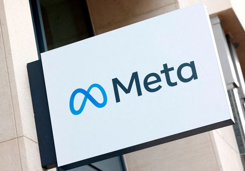 Le logo de Meta Platforms vu à Bruxelles, Belgique