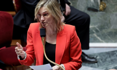 La ministre de la Transition écologique Agnès Pannier-Runacher à l'Assemblée nationale, le 9 avril 2025 à Paris ( AFP / STEPHANE DE SAKUTIN )