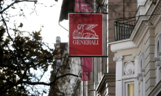 Le logo de Generali à l'extérieur d'une filiale à Budapest