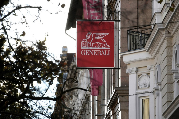 Le logo de Generali à l'extérieur d'une filiale à Budapest