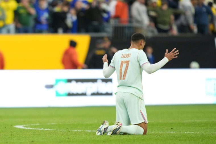 Maxence Lacroix avec les Bleus lors du match de préparation au Mondial contre le Brésil, le 26 mars 2026 à Foxborough (Etats-Unis) ( GETTY IMAGES NORTH AMERICA / Michael Owens )